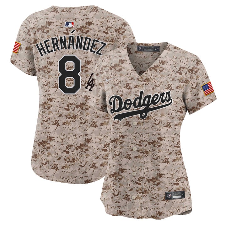 Women Los Angeles Dodgers 8 Hernandez Camo Limited Stitched 2025 Jersey